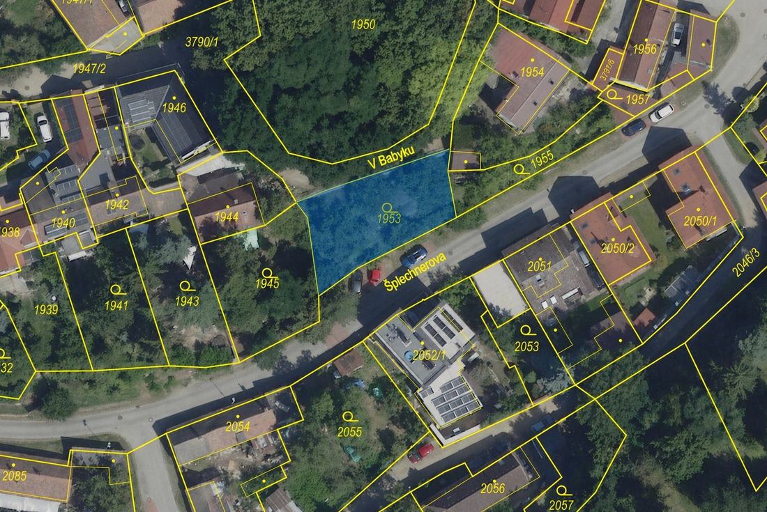 Situační mapa parcely č. 1953 v katastru nemovitostí, k. ú. Horní Počernice